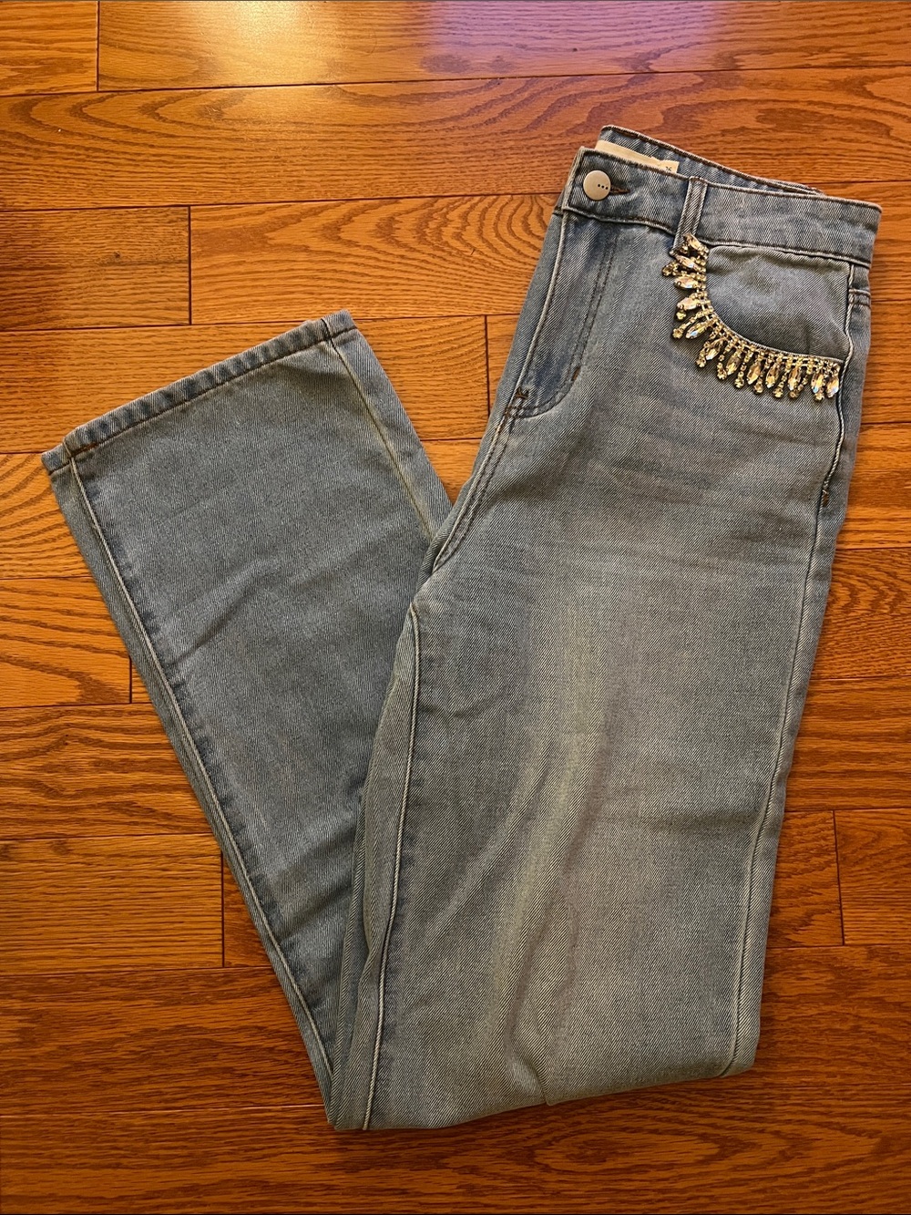 Tgla Embellished Straight Leg Jeans